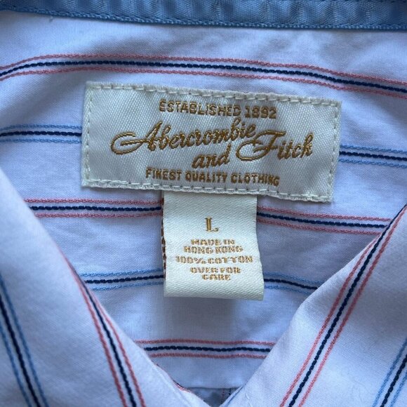 Vintage Abercrombie & Fitch Button Up Shirt Womens Large White Striped L/S Top - Picture 2 of 7